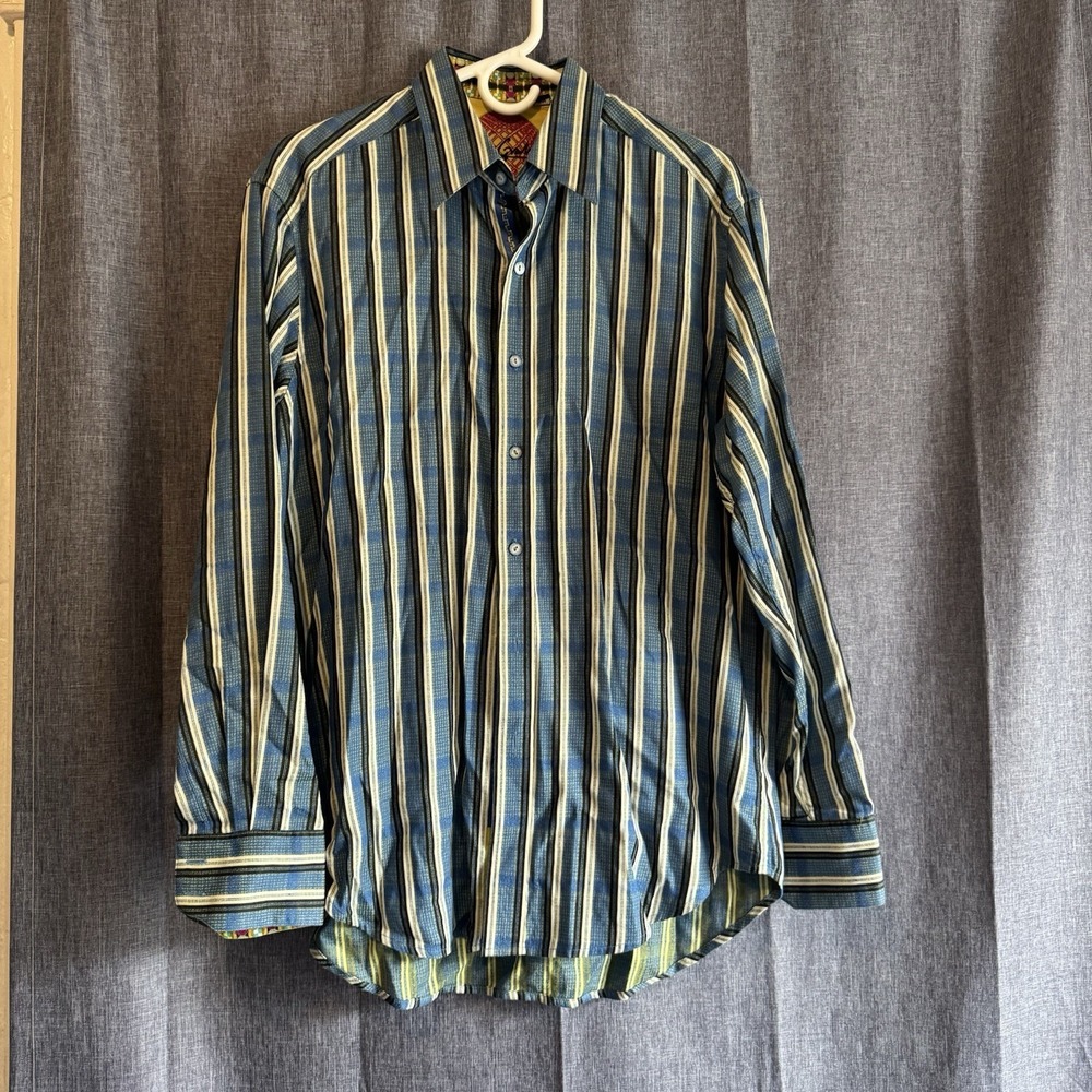 Robert Graham Knowledge Wisdom Truth Mens Button Front Shirt Multicolor Stripe M